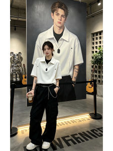 CHENMU | Rivet Fake Two-Piece Short Sleeve Polo Shirt