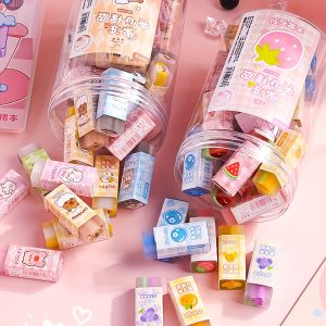 30 Pcs/Pack Cute Fruit Series Jelly Erasers 6 Cartoon Gradient Color Pencil Erasers for Kids Students School Stationery Gift f