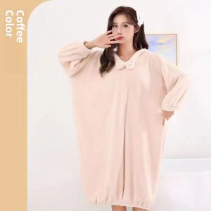 Thickened Absorbent Quick-Drying Womens Bath Towel Robe Non-Shedding Bathing Gown Autumn Winter New Style Home Wear Sleepwear