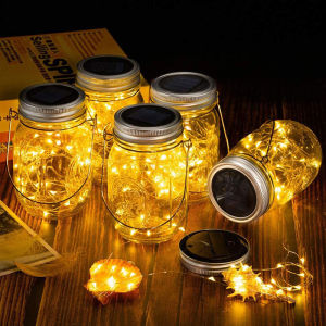 Solar Mason Jar Lid Light 30 Leds Fairy String Lights Garden Hanging Lantern Waterproof Outdoor Patio Wedding Party Decoration