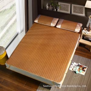 Folding Double-size Bamboo Cooling Mat Set Embroidered