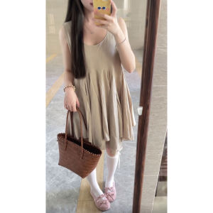 Váy Ngắn Không Tay Cổ Tròn Dáng Chữ a Rộng Rãi Mùa Hè Cho Nữ Thanh Thiếu Niên Thường Ngày Không Tay Cổ Tròn Váy Ngắn