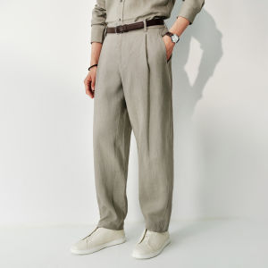 MIANXIANSHENG | 100 French Linen Tapered Pants Lightweight Old Money Style