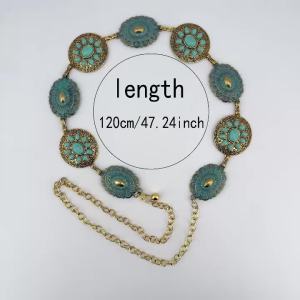 Cross-border Jewelry Turquoise Waist Chain for Women Fashionable Bohemian Style Zinc Alloy Retro Belt Versatile and Stylish