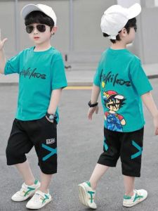 Boys Sportswear Cotton Summer Outfit Casual T-Shirt And Pants Set for Kids Ages 3-12 Trendy Clothing Love Expression