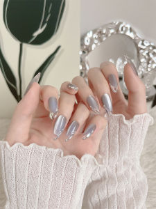 Lilynail Handmade Moonlight Apricot Nail Stickers Medium Length Easy Wearable False Nails Advanced Feelings Detachable Nail Art