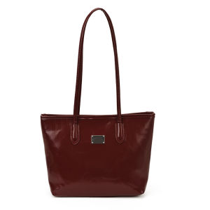 Elegant Womens Large Capacity Shoulder Bag 2025 New Style Vintage Commuter Tote Bag Soft PU Leather Single Handle Handbag