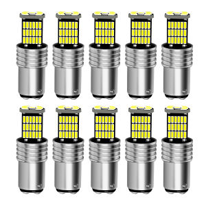 1156 BA15S 1157 BAY15D 4014 Chips 10 Pieces LED Reverse Stop Brake Rear Lights Bulbs 6000K White Canbus No Error for Car/Truck