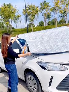 Strong magnetic adsorption AHMAGNI car windshield cover all season universal waterproof car window cover heat insulation cover outside visor shield sunshade cover for windshield prevent rain sunshine UV frost snow car sunshade windshield cover