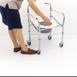 Foldable Commode Chair - Adjustable Kerusi Berak with Anti-slip Design Duty Portable Toilet Chair for Elderly & Removable Bucket for Easy Cleaning