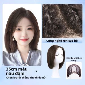 MENGSIQIAN | Tóc Thật Ngắn Đầy Đủ Phía Trước Lace