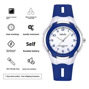 Childrens Quartz Watch Waterproof Shockproof Boys Girls Pointer Style Rubber Band Night Light round Face School Wristwatch