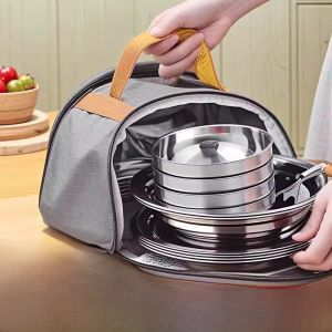 Food Grade Stainless Steel Outdoor Camping Portable Bowl Cutlery Set Dining Utensils Ice Crack Pattern Ancient Glass Making Process