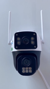 V380 CCTV 8MP Lensa Ganda Layar Ganda Luar ruangan Ultra-HD Pan Tilt Motion Tracking Keamanan WiFi CCTV IP Camera