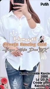 kemeja Wanita Terbaru 2024 Lengan Karet kancing gold Bahan Crinkle Airflow