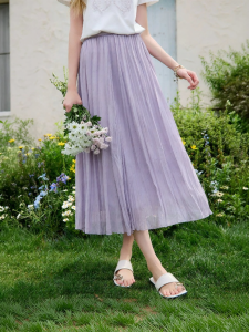 XIANGYING | Chân Váy Chiffon Dạng A-Line Có Viền Sequin Cho Nữ