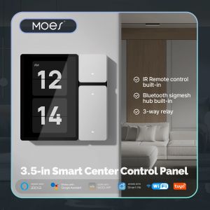 MOES Tuya WiFi Smart Control Panel 3.5" Touch Screen 3 Relays & Buttons IR Remote Bluetooth Sigmesh Hub Home Automation