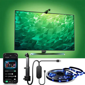 USB LED TV Backlight with Camera Color Pickup RGBIC LED Strip Lights APP Control Sync Music for 55-75 Inch TV Game Atmosphere