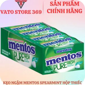 Kẹo ngậm MENTOS pure fresh spearmint hộp thiếc 35g
