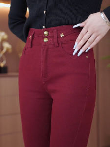 High Waist Slimming Straight Leg Bell Bottom Jeans Womens Fashion Spring Autumn New Style Cotton Polyester Spandex Blend