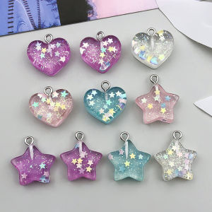 5pcs/10pcs Resin heart pentagram set Pendant Jewelry Making DIY Keychain Earrings Charms for Jewelry Bracelets Necklace