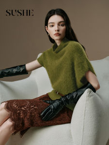 SUSHE | Vintage Retro Lazy Pure Wool Stacked High Neck Loose Batwing Sweater