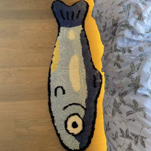 VIKAMA Cartoon Salmon Bedroom Bedside Rug Decorative Floor Mat Creative Soft Plush Carpet Bathroom Bathroom Home Decoration