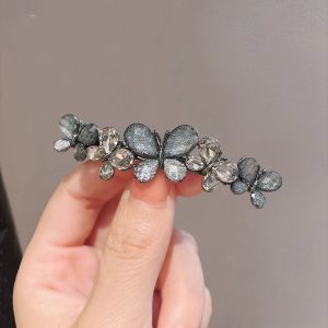 High-end Glaze Rhinestone Butterfly Hair Clip Spring Clip Womens Back of Head Half-tied Hair Clip Korean Style Hair Accessories