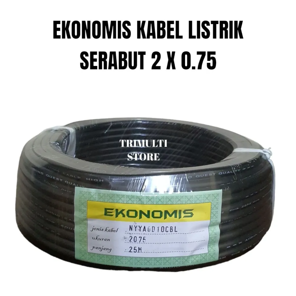 EKONOMIS Kabel Listrik Serabut Tebal Ukuran 25m 1roll