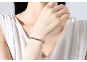 Kemstone tinh tế micro-set Zirconia Vòng đeo tay hình hoa Chuỗi Hạt trang sức phụ nữ của thiết kế độc đáo Quà Tặng