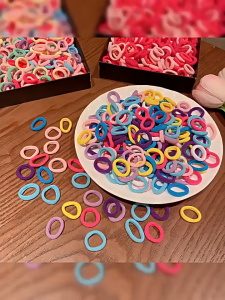 100PCS Ikat Rambut Donat Towel Ring Anak-anak Warna Warni Ikat Karet Rambut Donat Elastis Mini Korea