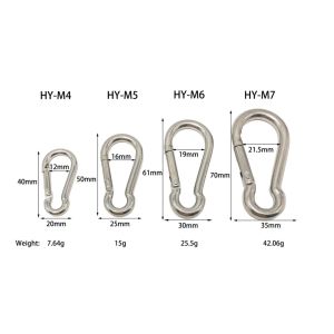 Set 2 móc an toàn chữ D bằng kim loại nhiều kích cỡ màu bạc dùng cho balo đồ bảo hộHY-M4/ HY-M5/HY-M6/HY-M7