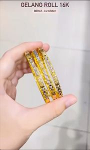 Gelang roll emas asli kadar 70 22 16k bangkok mix putih bulat whitegold polos pai tea phang teh gold bangle keroncong