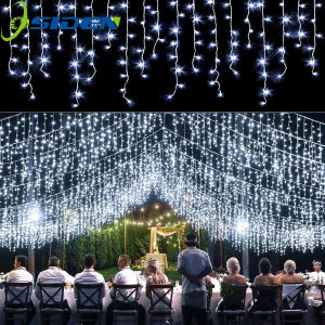 OSIDEN | Solar Icicle Lights Wedding Decoration Fairy Lights String 8 Modes Outdoor Eaves Decoration For Christmas Party Garden Lighting