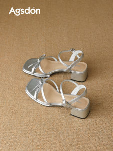 Agsdon | Popular Silver Comfortable Summer Sandals Thick Heels