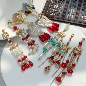 Handmade Chinese Wedding Tassel Half-Finished DIY Phoenix Fan Tea Cup Decoration Tassel Pendant Fashionable Alloy Jewelry