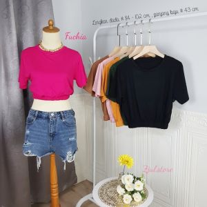 Zjul ( COD ) -ACACIA Atasan Crop wanita kombinasi karet Spandek - Tshirt  wanita - Croptee Croptop