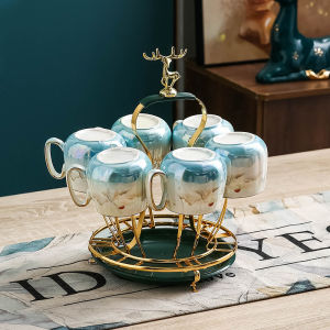 Bộ Cốc Gốm Sứ Phong Cách Trung Hoa Mới Bộ Cốc Cà Phê Cổ Điển Bộ Sưu Tập Nước Uống Bộ Sưu Tập Cốc Gốm Sứ Chất Lượng Cao