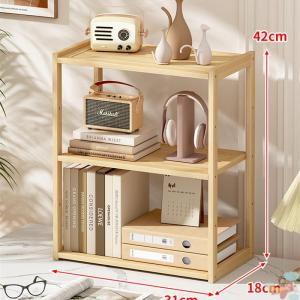 Desktop Bookshelf Multi-layer Partition Small Real Wood Office Storage Rack Tabletop Organizer Bedside Storage Shelf