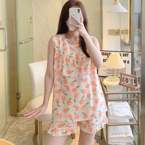 2024 New Arrival Nipple Coverage Poplin Pajamas Female Thin Vest Shorts Suit Japanese Cute Cotton Silk Home Clothing