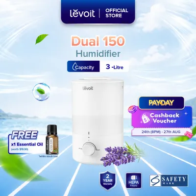 Levoit Dual 150 Ultrasonic Cool Mist Humidifier | Aroma Diffuser | Night Light | 2 Years Warranty