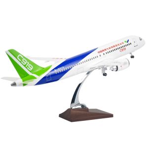 47CM 1/82 Scale child toy plane Airplane China Commercial Aircraft C919 Airline airplane model W Light Wheel Resin Plane Gift By
