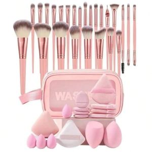 44PCS Makeup Brushes Set Eyeshadow Foundation Highlighter Blush Concealer Female Soft Beauty Tool Puff Beauty Sponges Thumb Puff
