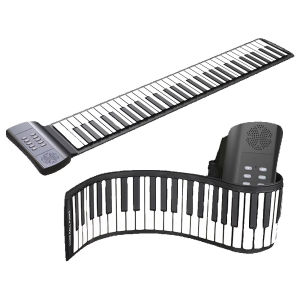 IRIN | IRIN 61-Key Hand Roll Piano PM61 Foldable Portable Silicone Keyboard with Speaker Real Piano Touch for Travel Beginners Practice
