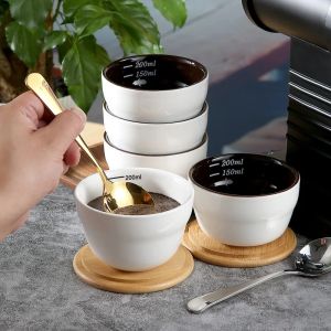 200ml Ceramic Measuring Bowl Thickened Coffee Cup with Scale High Temperature Resistant U Cupping Cup Espresso Measuring Mug