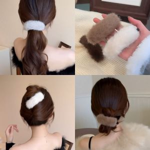 Autumn Winter Female Water Rabbit Fur Hair Clip Side Twist Hair Clamp Horizontal Hair Clip Fashionable Hair Accessories