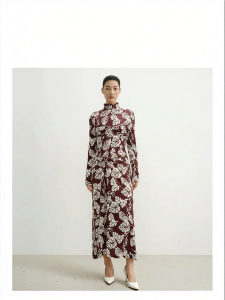 Summer Tie Detail Printed Mock Neck Slim Fit Dress
