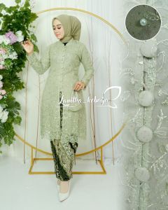 Set Kebaya Tunik Busui Kancing Depan Kebaya Kondangan Wanita Set Kebaya Modern Tunik Tille Rok Plisket Kebaya Tunik Brokat Tille Kebaya Tunik