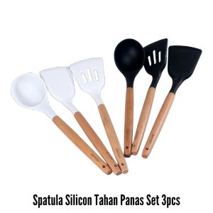 Spidy Silicon Spatula Set 3pcs: Alat Memasak Berkualitas Dengan Pegangan Kayu