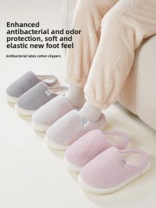 MONLEYTA | Warm Plush Indoor Slippers For Men And Women Anti Slip Odor Control Cotton Slippers Couple Home Comfortable Slip Resistant Shoes